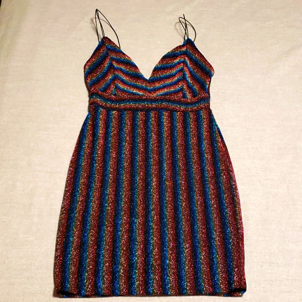 Rainbow Striped Bodycon Mini Dress